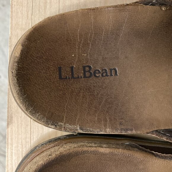 L.L. Bean Eco Comfort Shoes Women's 8M Brown Leather Two‎ Strap Buckle Sandals - Picture 7 of 8